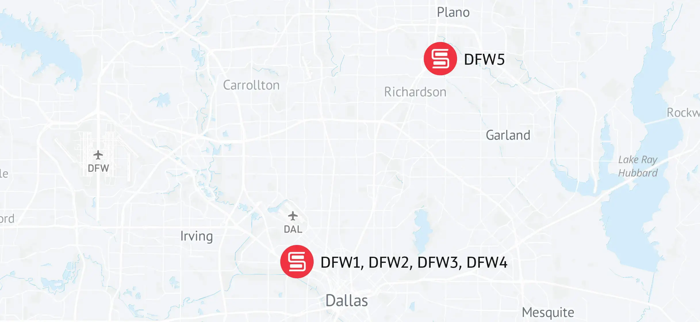 Dallas Data Center Map